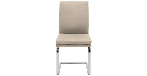 SCHWINGSTUHL in Stahl Mikrofaser - Sandfarben/Chromfarben, Design, Textil/Metall (47/100/64cm) - Novel