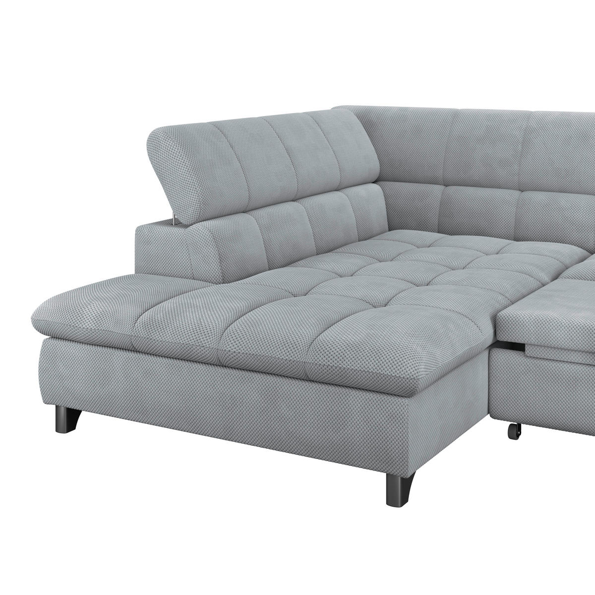 ECKSOFA Grau Chenille  - Chromfarben/Grau, KONVENTIONELL, Textil/Metall (234/312cm) - Livetastic