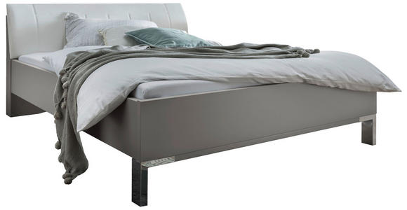 BETT 160/200 cm  in Grau, Weiß  - Chromfarben/Weiß, KONVENTIONELL, Holzwerkstoff/Textil (160/200cm) - Dieter Knoll