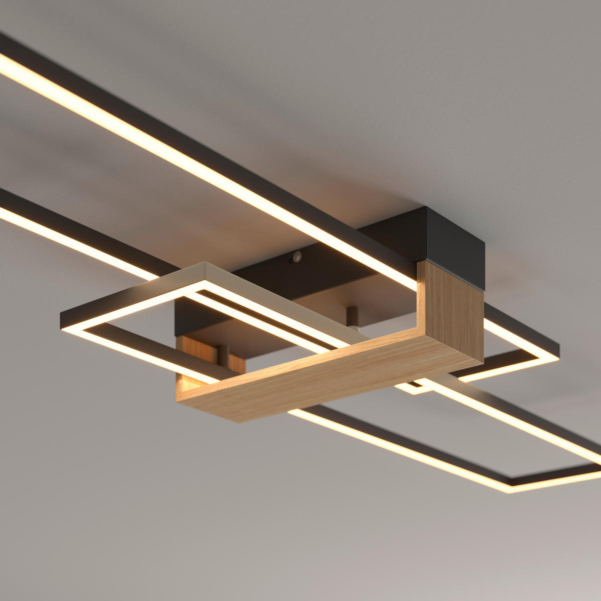 Plafonieră Cu Led 38 W    96,5/25/9 cm  - negru, Basics, plastic/lemn (96,5/25/9cm) - Novel