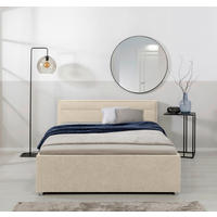 OBLAZINJENA POSTELJA 140 cm   x 200 cm  , les, kovina, umetna masa, tekstil bež  - bež, Moderno, kovina/umetna masa (140/200cm) - MID.YOU