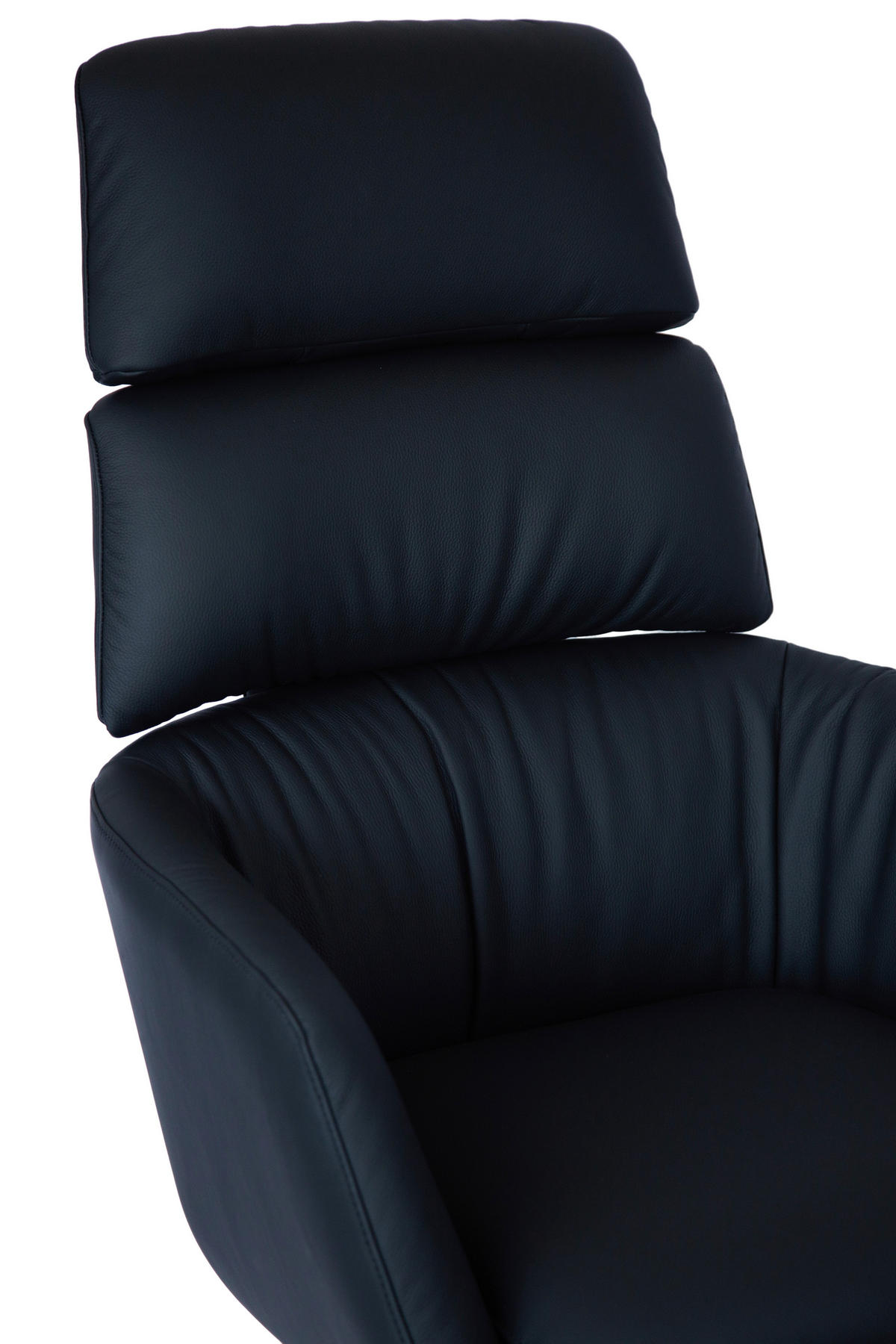 RELAXSESSELSET Echtleder Hocker, Kopfteilverstellung    - Schwarz, Design, Leder/Metall (73/110/87cm) - Dieter Knoll
