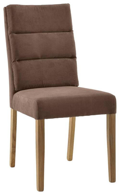 STUHL Webstoff Braun, Eichefarben Eiche massiv  - Eichefarben/Braun, KONVENTIONELL, Holz/Textil (47/95/64cm) - Cantus