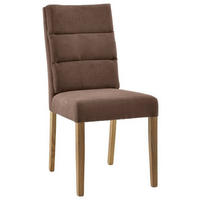 STUHL Webstoff Braun, Eichefarben Eiche massiv  - Eichefarben/Braun, KONVENTIONELL, Holz/Textil (47/95/64cm) - Cantus