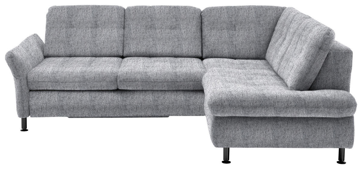 ECKSOFA in Webstoff Grau  242/210 cm  - Schwarz/Grau, KONVENTIONELL, Textil/Metall (242/210cm) - Beldomo Style