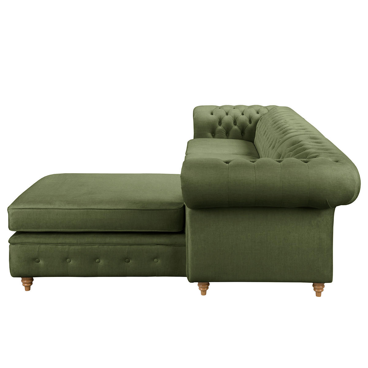 ECKSOFA Laura in Mikrofaser Dunkelgrün  284/182 cm  - Dunkelgrün/Braun, Design, Holz/Textil (284/182cm) - P & B