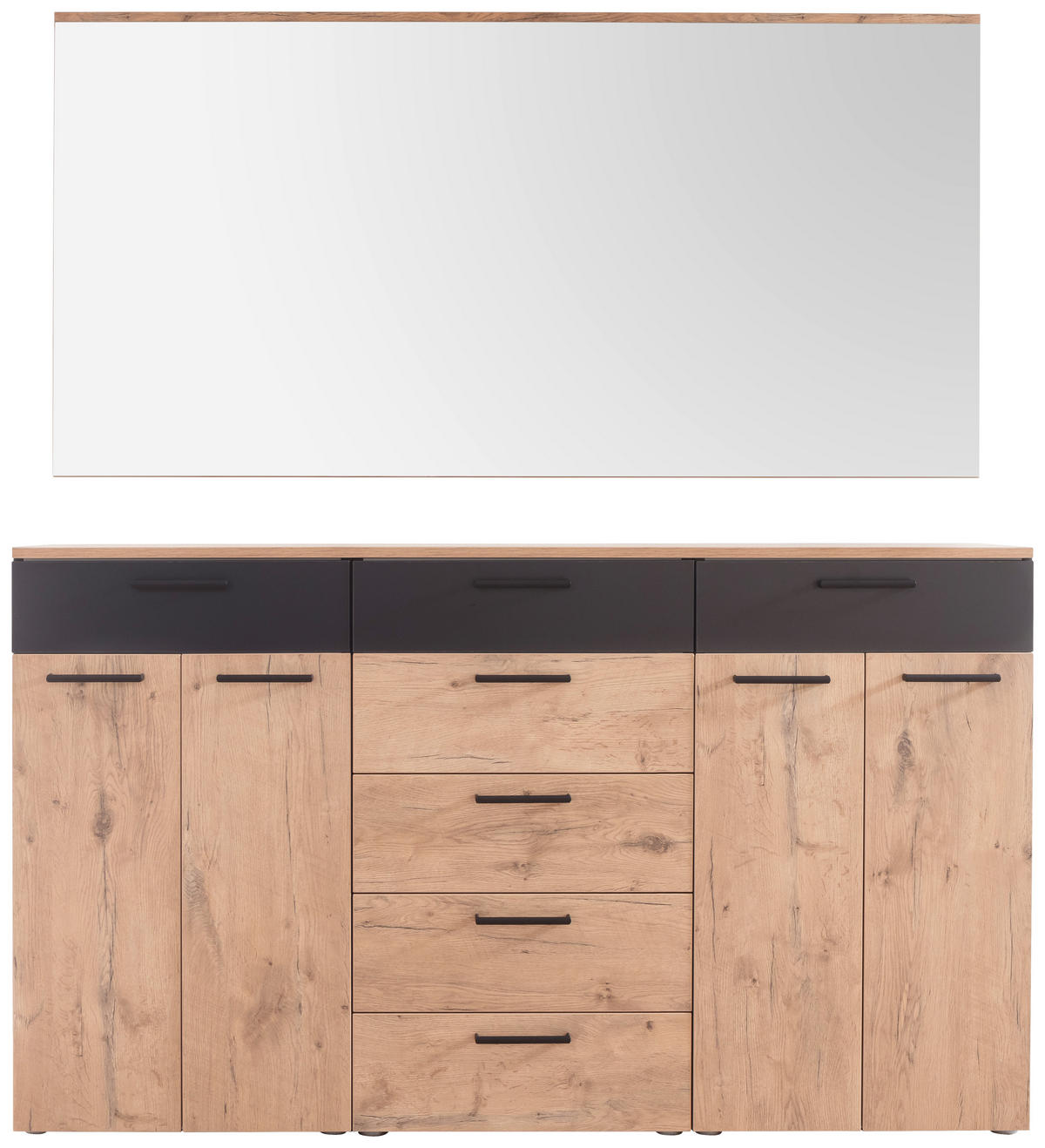 GARDEROBE 2-teilig  in 180/195/38 cm  - Eichefarben/Anthrazit, KONVENTIONELL, Holzwerkstoff (180/195/38cm) - Moderano