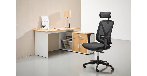 ECKSCHREIBTISCH 150/119/75 cm  in Weiß, Eiche Bianco  - Eiche Bianco/Silberfarben, Design, Holzwerkstoff/Kunststoff (150/119/75cm) - Xora