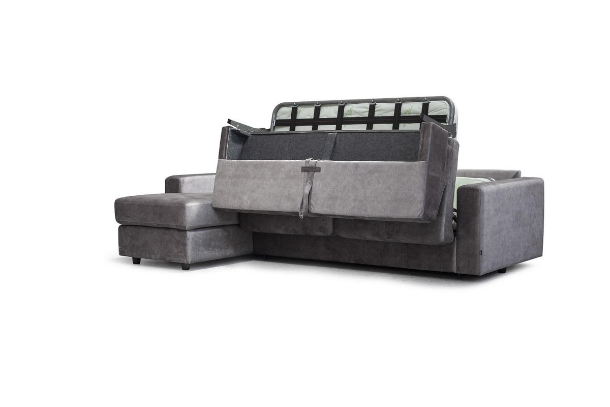 KUTNA GARNITURA tekstil  siva   - siva/crna, Moderno, tekstil/plastika (273/162cm) - Hom`in