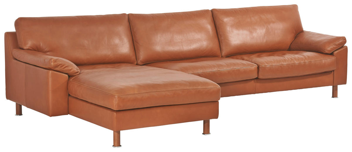 ECKSOFA  in Echtleder Braun  165/293 cm  - Buchefarben/Braun, KONVENTIONELL, Leder/Holz (165/293cm) - Erpo