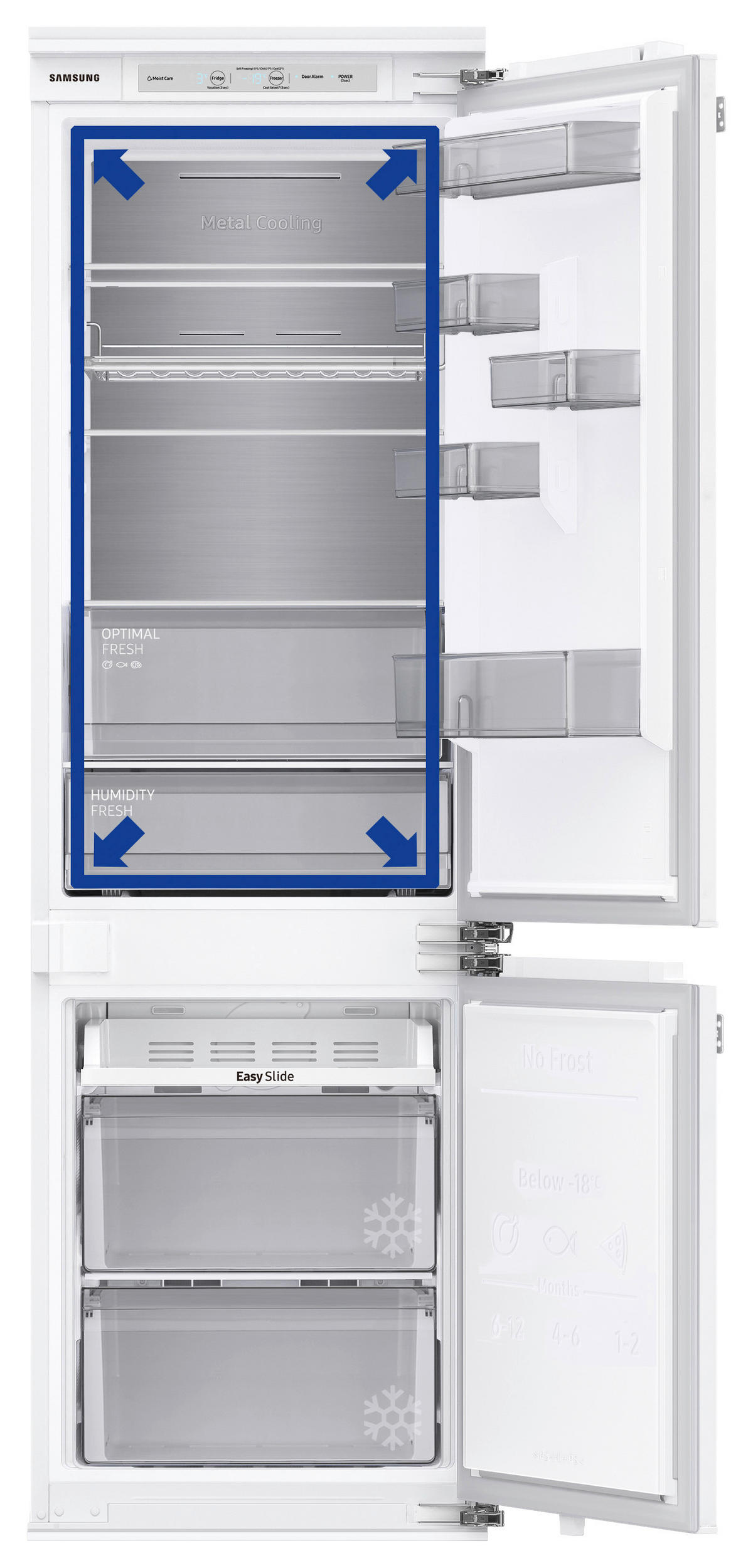 KÜHLSCHRANK 54/193,5/55 cm BRB80F30ADF0EF  - Edelstahlfarben/Weiß, Basics, Glas/Metall (54/193,5/55cm) - Samsung