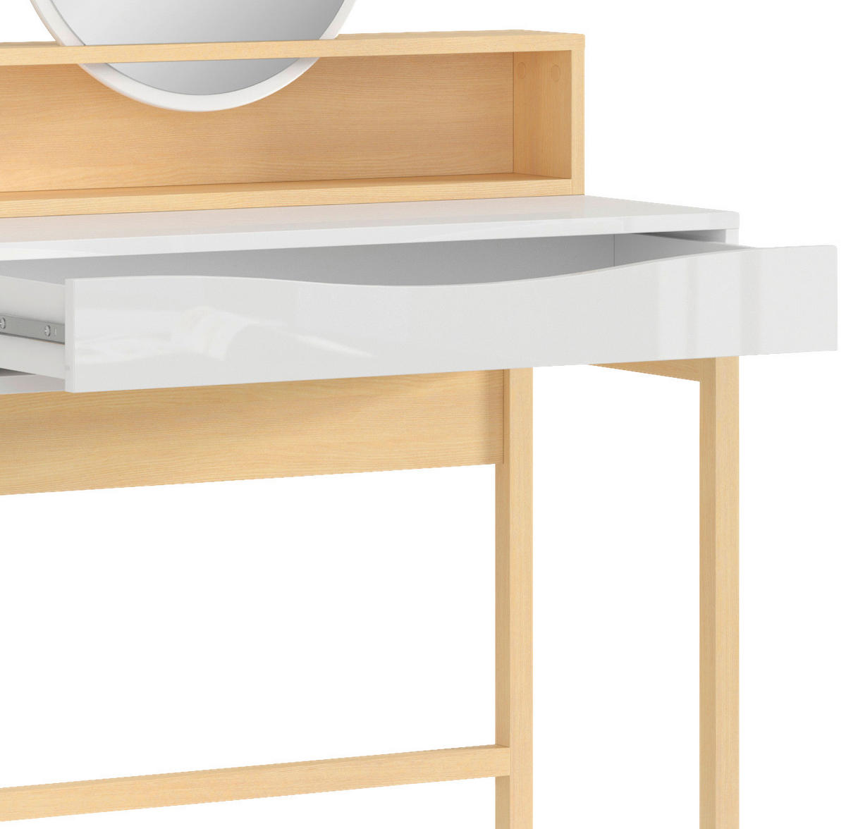 SCHMINKTISCH Weiß, Kieferfarben, Weiß Hochglanz  - Weiß Hochglanz/Weiß, KONVENTIONELL, Holzwerkstoff (85/127,5/40cm) - MID.YOU