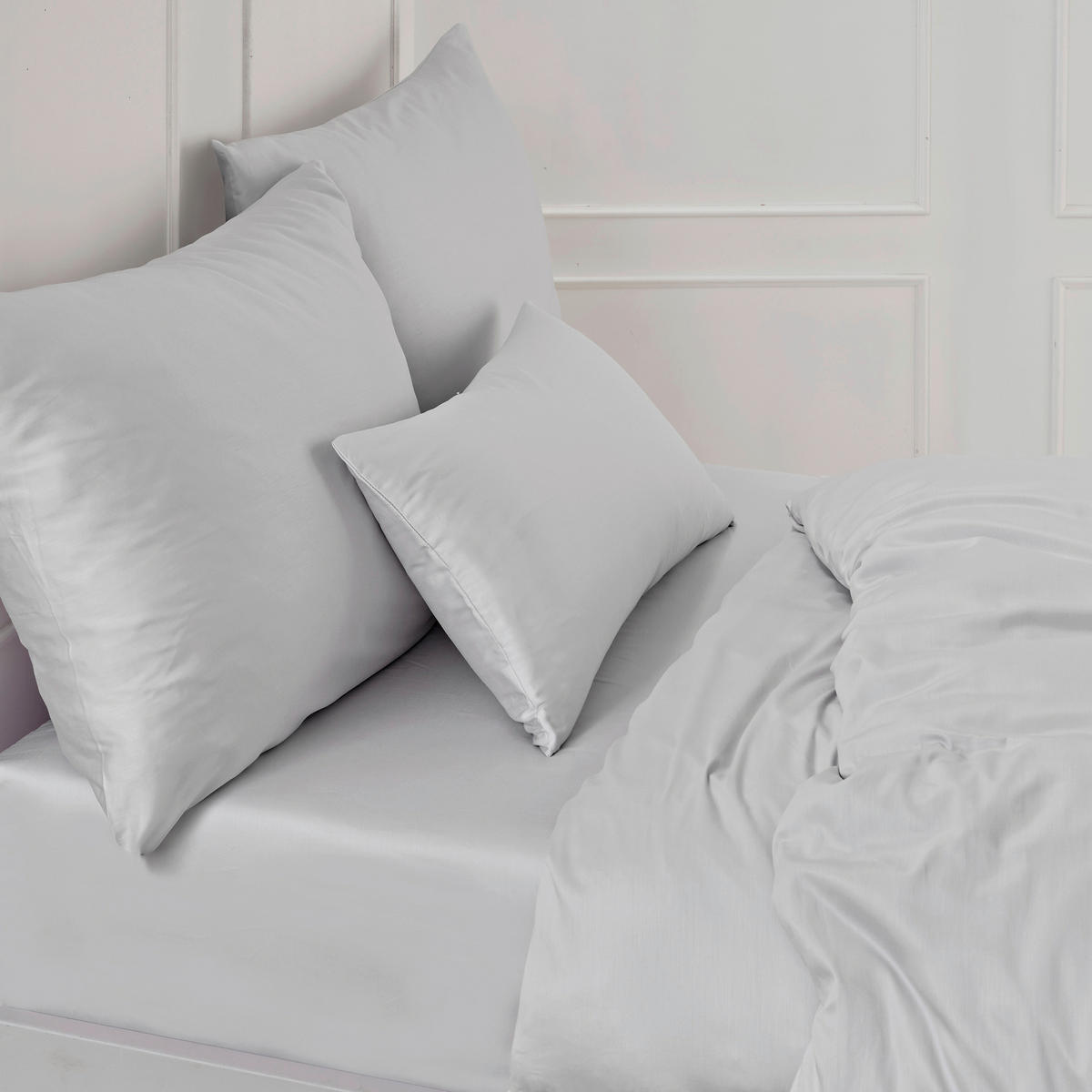 BETTWÄSCHE 2-teilig Satin 135/200 cm  - Hellgrau, Basics, Textil (135/200cm) - Florella