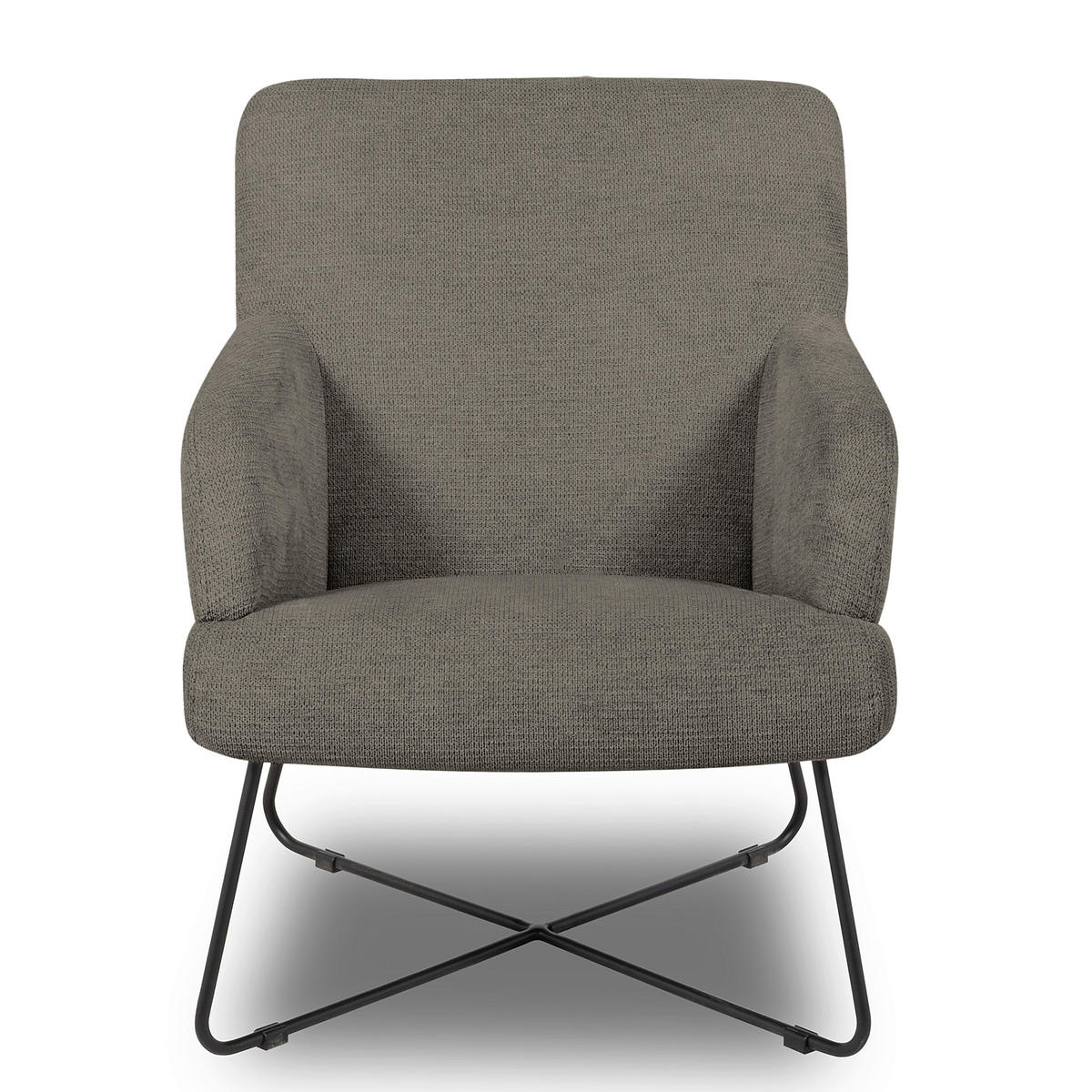 SESSELSET in Chenille Graphitfarben  - Schwarz/Graphitfarben, Design, Textil/Metall (67cm) - Livetastic