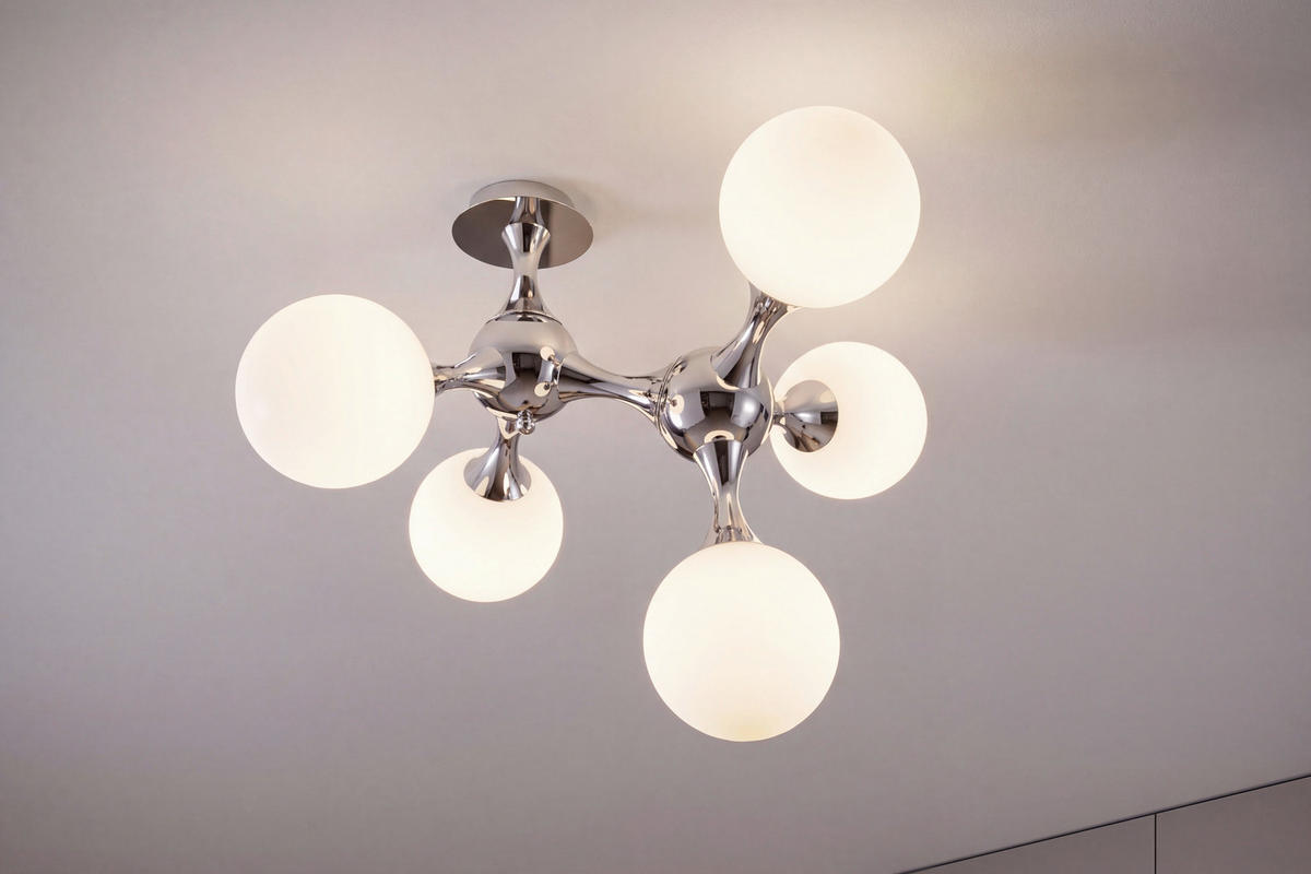 DECKENLEUCHTE Nodi 55/55/50 cm   - Chromfarben/Weiß, KONVENTIONELL, Glas/Metall (55/55/50cm) - Ideal Lux