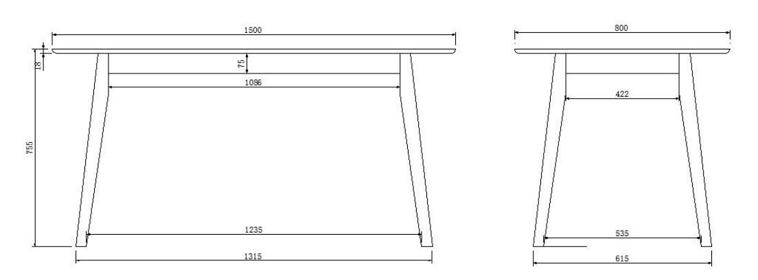 JEDÁLENSKÝ STÔL, dub, farba duba, 150/75/80 cm - farba duba, Design, drevo (150/75/80cm) - MID.YOU