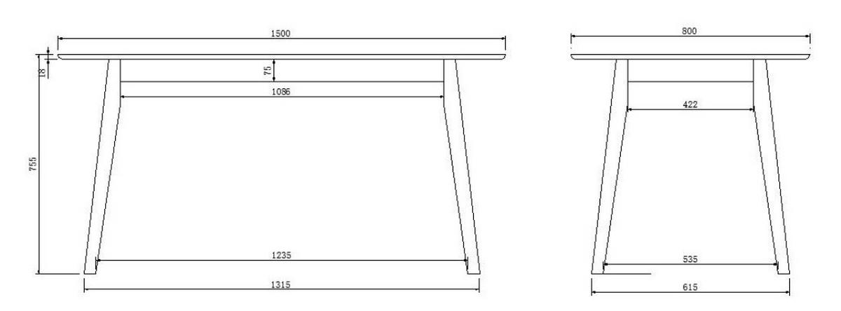 ESSTISCH Eiche furniert rechteckig Eichefarben  - Eichefarben, Design, Holz (150/75/80cm) - MID.YOU