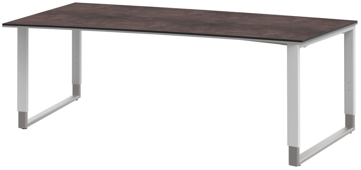 SCHREIBTISCH 200/100/68-82 cm  in Grau, Weiß, Alufarben  - Alufarben/Weiß, Design, Holzwerkstoff/Metall (200/100/68-82cm) - Moderano