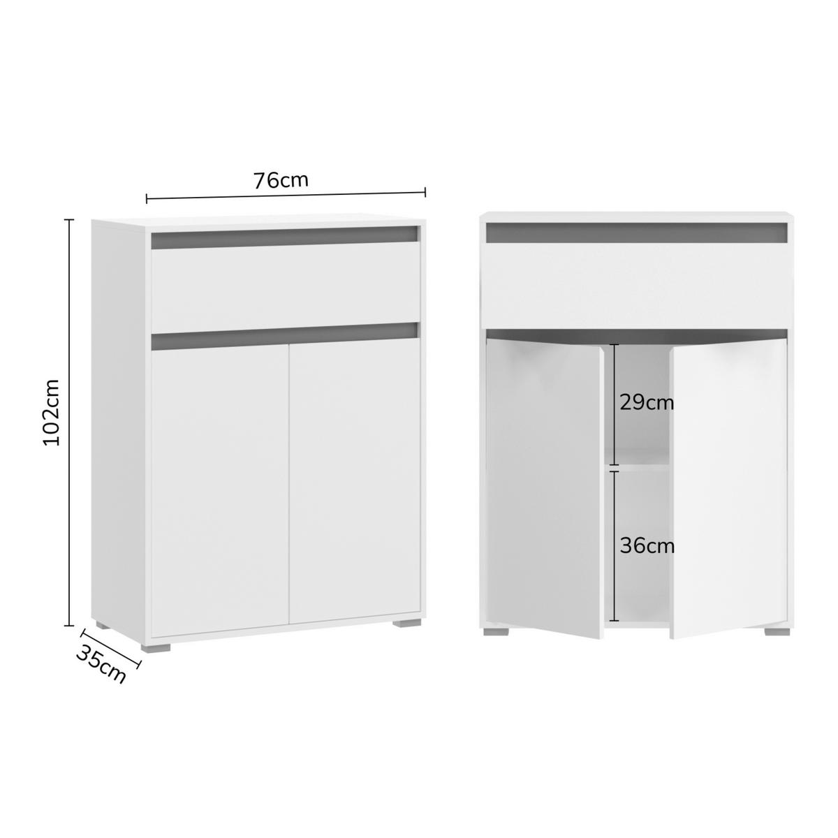 SCHUHSCHRANK Grau  - Silberfarben/Grau, KONVENTIONELL, Holzwerkstoff/Kunststoff (76/102/35cm) - MID.YOU