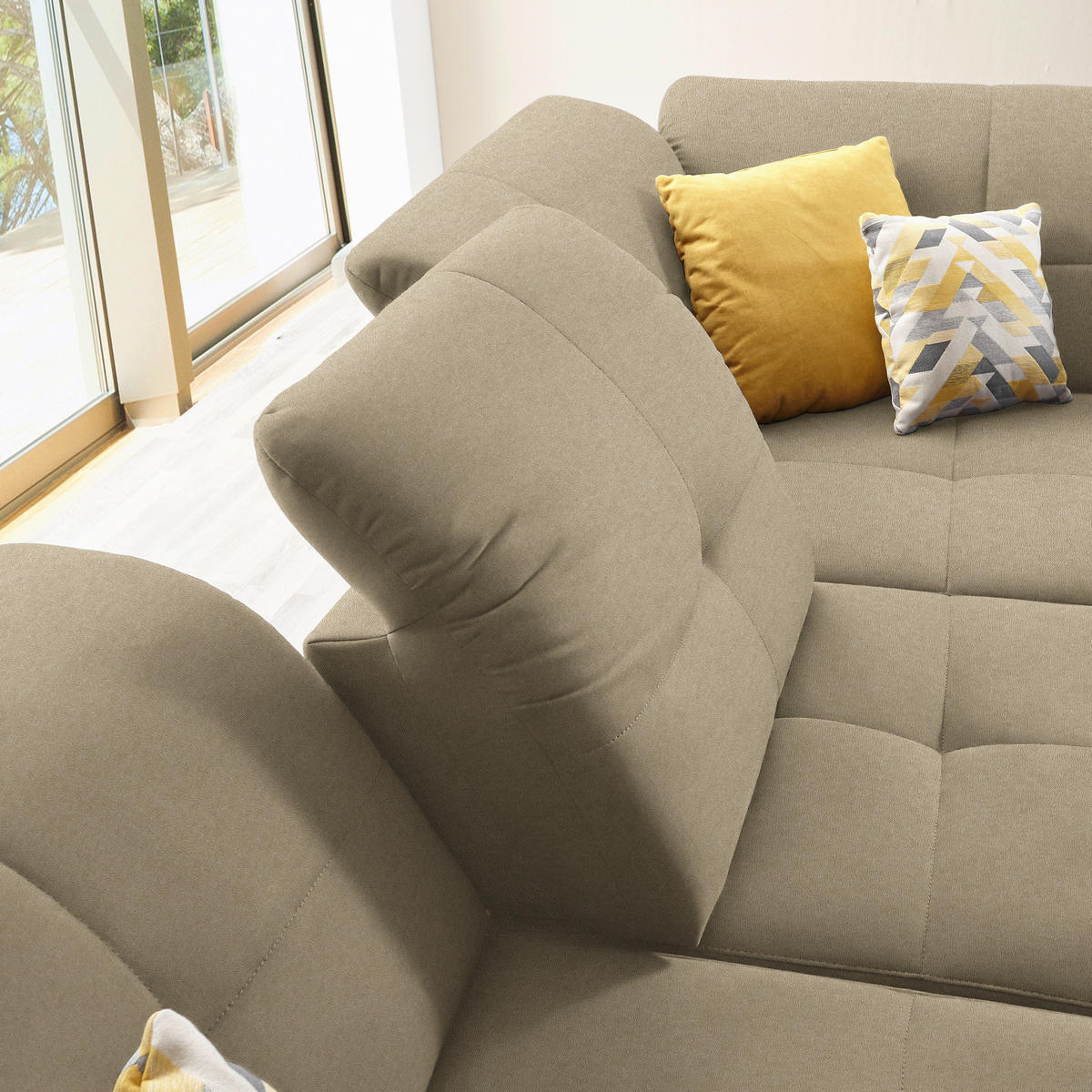 ECKSOFA in Chenille Beige  310/240 cm  - Beige/Schwarz, Design, Textil/Metall (310/240cm) - Xora
