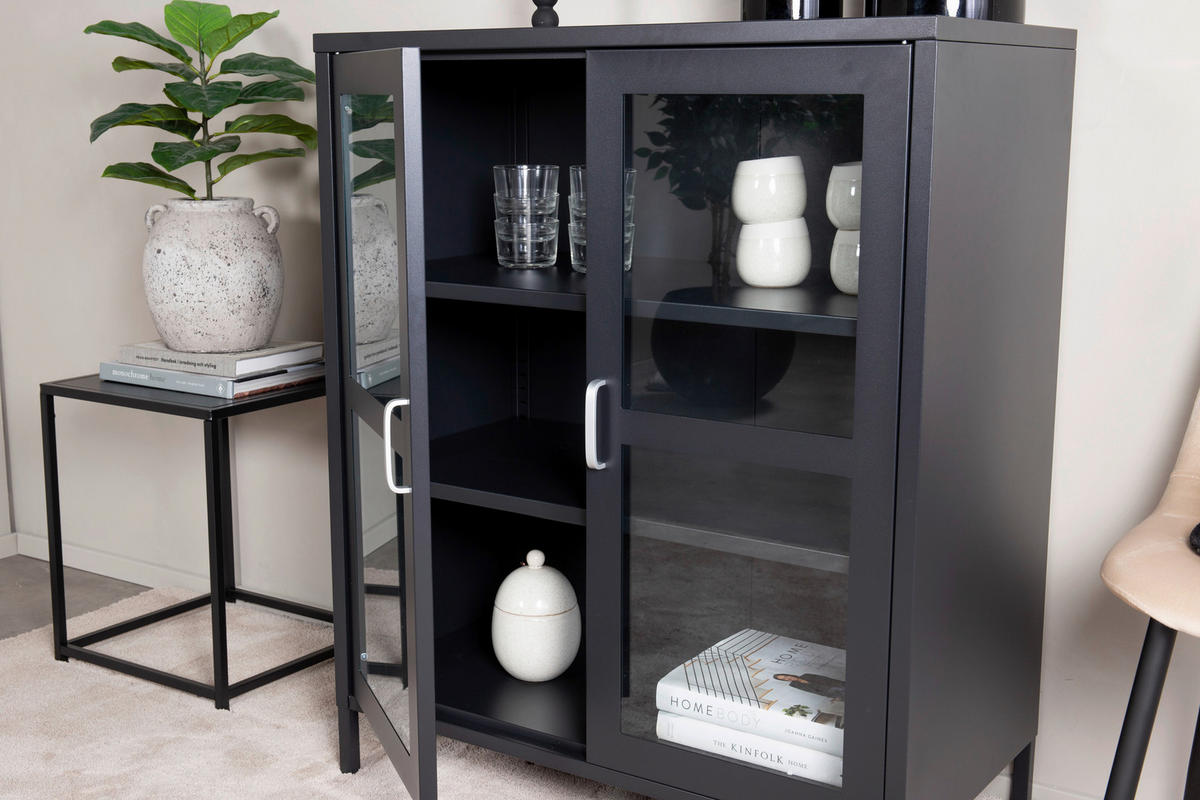 SIDEBOARD  in 80/97/43 cm  - Schwarz, Design, Glas/Metall (80/97/43cm) - Livetastic