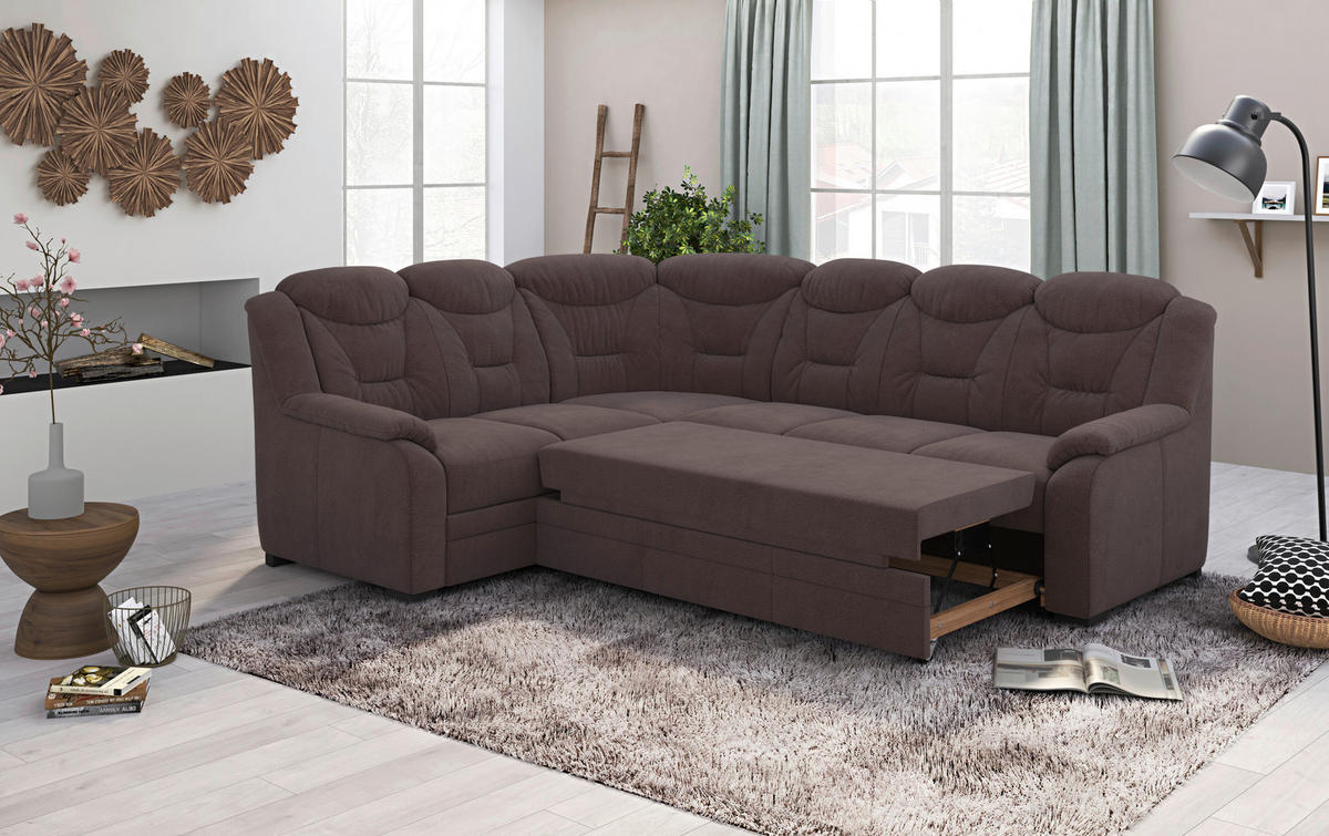 ECKSOFA in Chenille Braun  211/263 cm  - Schwarz/Braun, Basics, Kunststoff/Textil (211/263cm) - MID.YOU