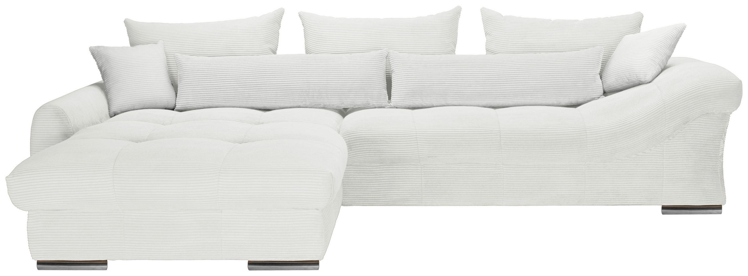 ECKSOFA Naturfarben Cord  - Chromfarben/Naturfarben, KONVENTIONELL, Textil/Metall (225/335cm) - Carryhome