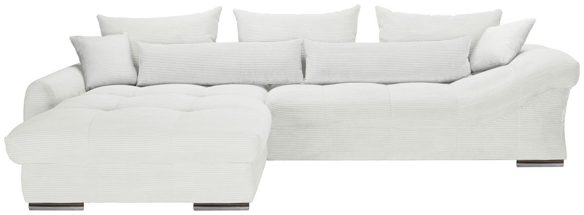 ECKSOFA Naturfarben Cord  - Chromfarben/Naturfarben, KONVENTIONELL, Textil/Metall (225/335cm) - Carryhome