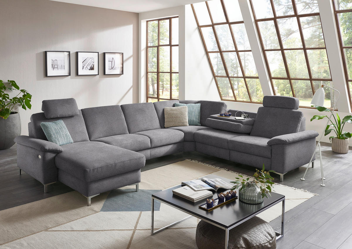 WOHNLANDSCHAFT in Chenille Grau  - Alufarben/Grau, Design, Textil/Metall (170/333/265cm) - Dieter Knoll