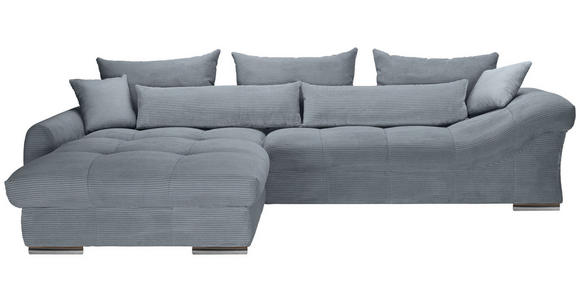 ECKSOFA Dunkelgrau Cord Zierkissen, Rückenkissen, Rücken echt  - Chromfarben/Dunkelgrau, KONVENTIONELL, Textil/Metall (225/335cm) - Carryhome