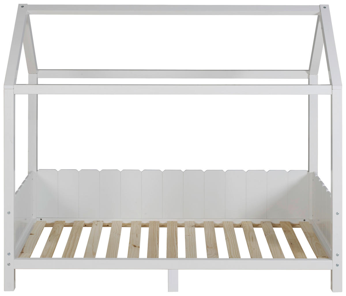 HAUSBETT 90/200 cm,  in Weiß, Lattenrost  - Naturfarben/Weiß, LIFESTYLE, Holz (90/200cm) - MID.YOU