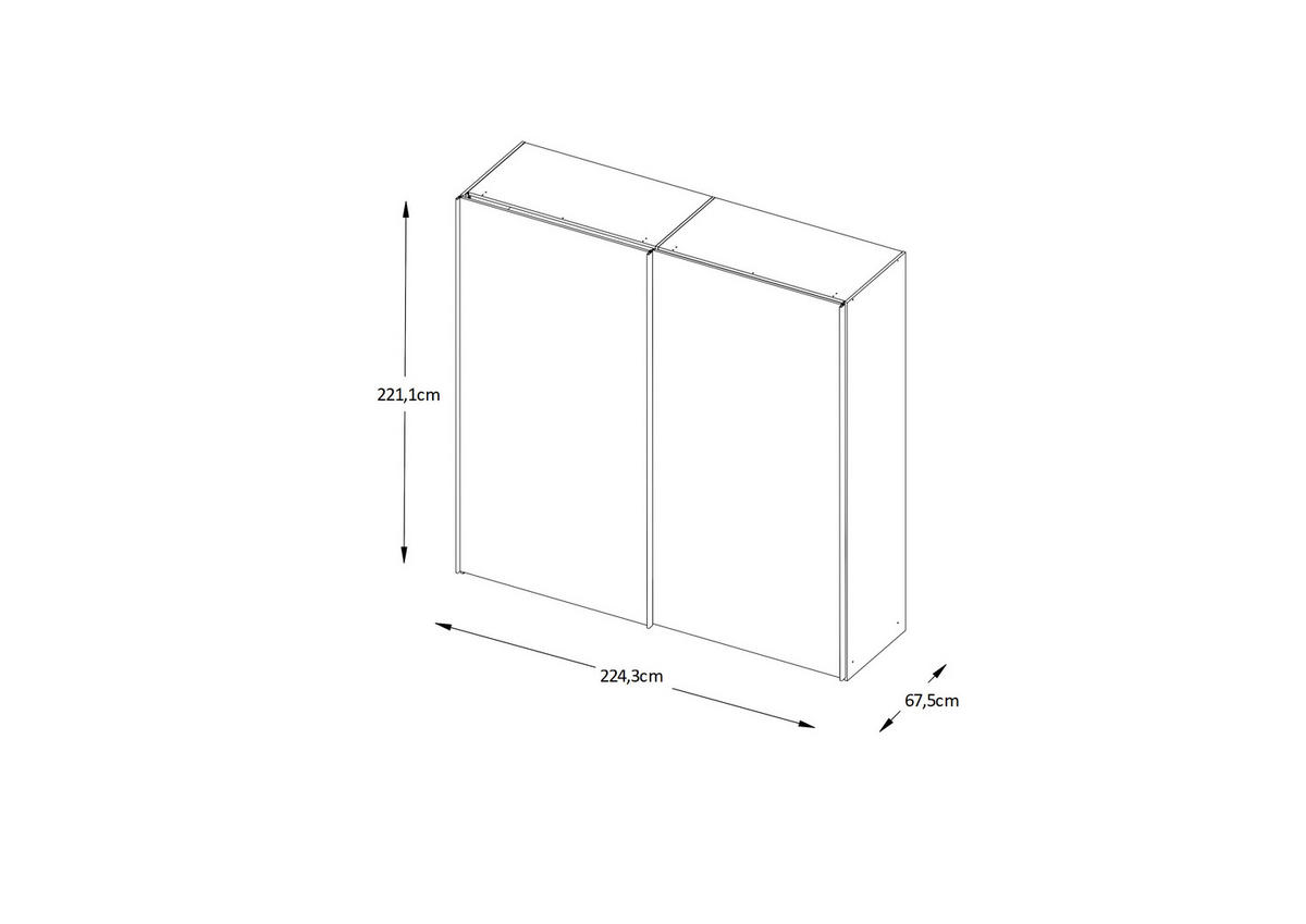 SCHWEBETÜRENSCHRANK in Weiss  - Chromfarben/Weiss, Basics, Glas/Holzwerkstoff (225/222/68cm) - Moderano