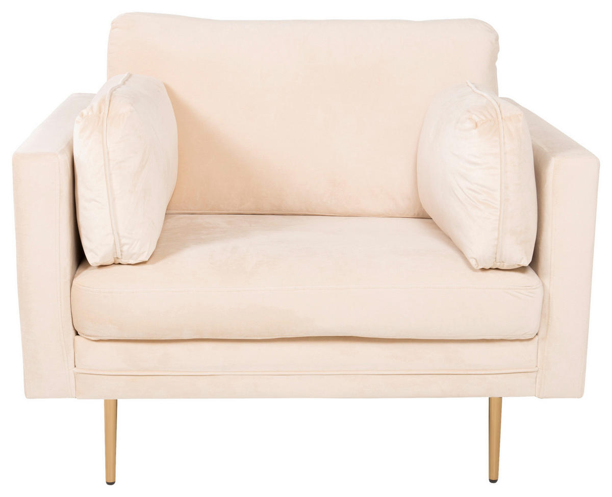 SESSEL in Samt Goldfarben, Beige  - Beige/Goldfarben, Design, Kunststoff/Textil (110/84/86cm) - Livetastic