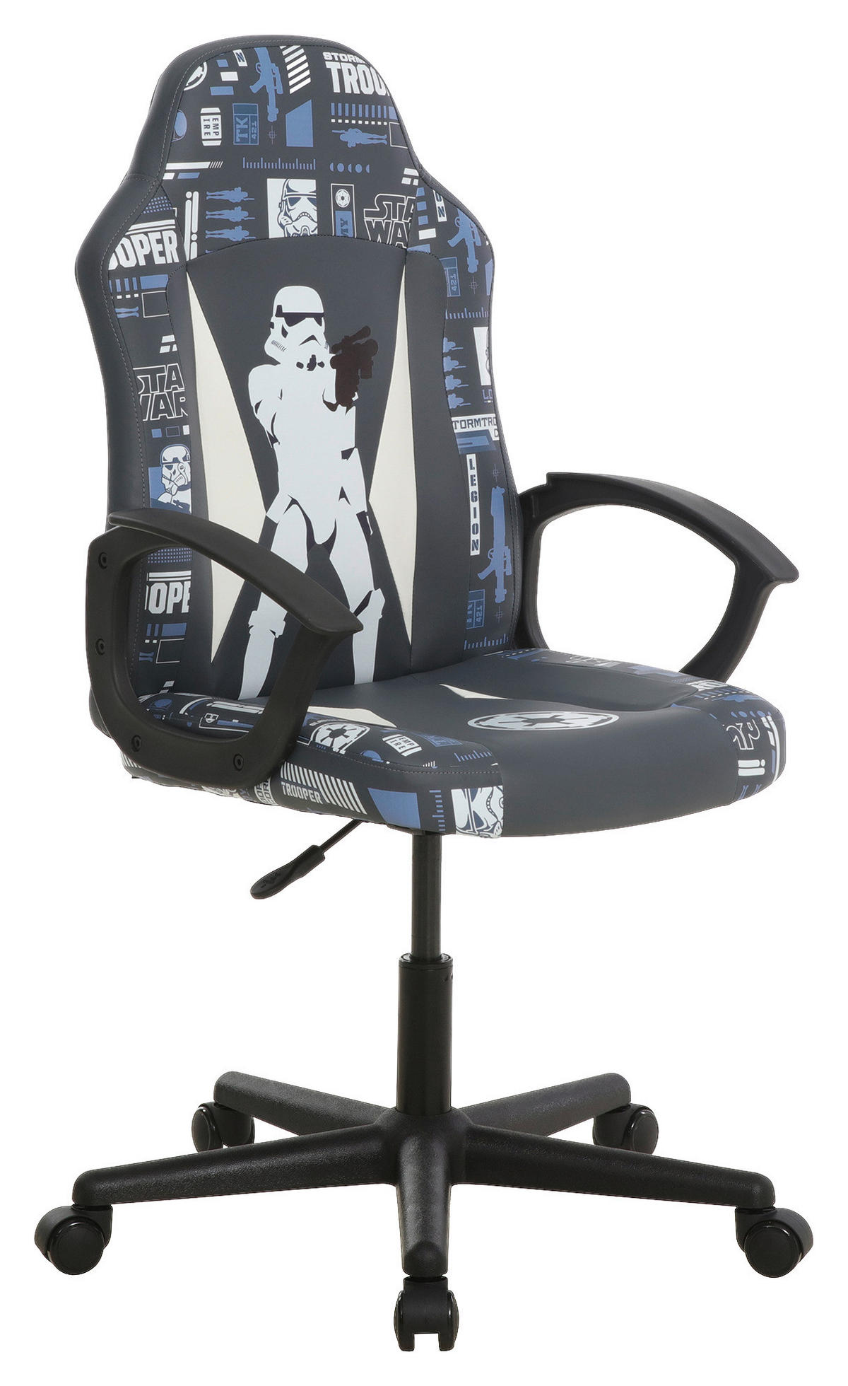 HERNÁ STOLIČKA, vzhľad kože, sivá, čierna, biela, svetlomodrá - svetlomodrá/čierna, Design, textil/plast (60/98,5-108/63,6cm) - Star Wars