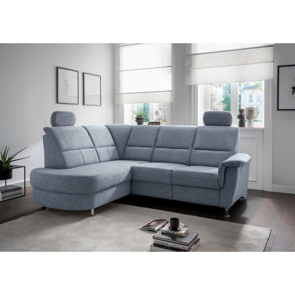 Thumbnail - Livetastic Ecksofa, Hellblau, Textil, Uni, 4-Sitzer, Ottomane links, L-Form, 231x184 cm, Made in EU, Relaxfunktion, Rück...