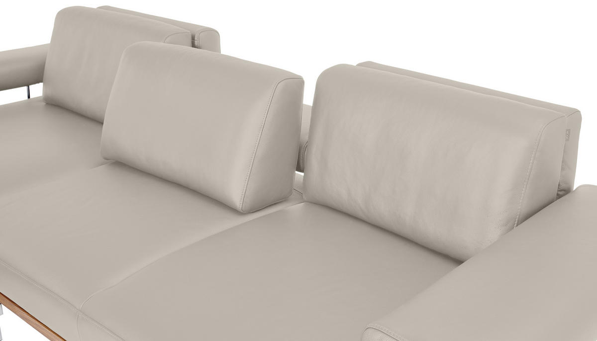 ECKSOFA in Echtleder Hellgrau  - Hellgrau, Design, Leder/Metall (237/295cm) - Joop!