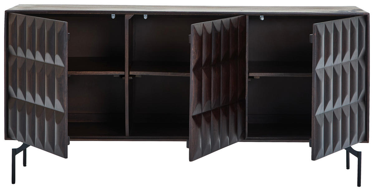 SIDEBOARD  160/76/40 cm  - Nussbaumfarben/Schwarz, KONVENTIONELL, Holz/Metall (160/76/40cm) - Livetastic