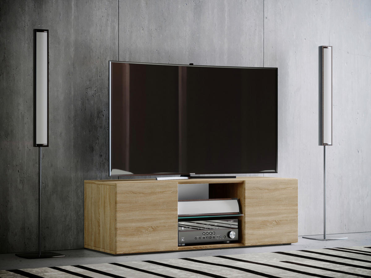 TV-ELEMENT 115/40/36 cm  - Eichefarben/Schwarz, KONVENTIONELL, Glas/Holzwerkstoff (115/40/36cm) - MID.YOU