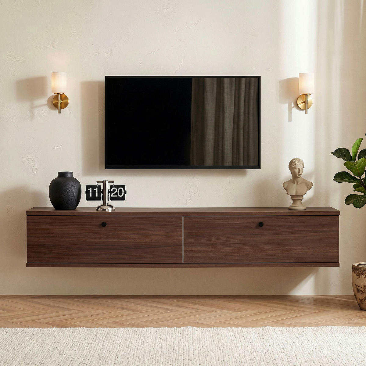 TV-ELEMENT Holzwerkstoff Walnussfarben  - Walnussfarben, MODERN, Holzwerkstoff (140/25/25cm) - MID.YOU