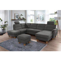 WOHNLANDSCHAFT PALMERA V Grau Mikrofaser  - Eichefarben/Grau, KONVENTIONELL, Holz/Textil (212/308/163cm) - Sit & More