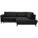 ECKSOFA in Flachgewebe, Leinenoptik Anthrazit  - Anthrazit/Schwarz, Design, Textil/Metall (247/208cm) - Xora