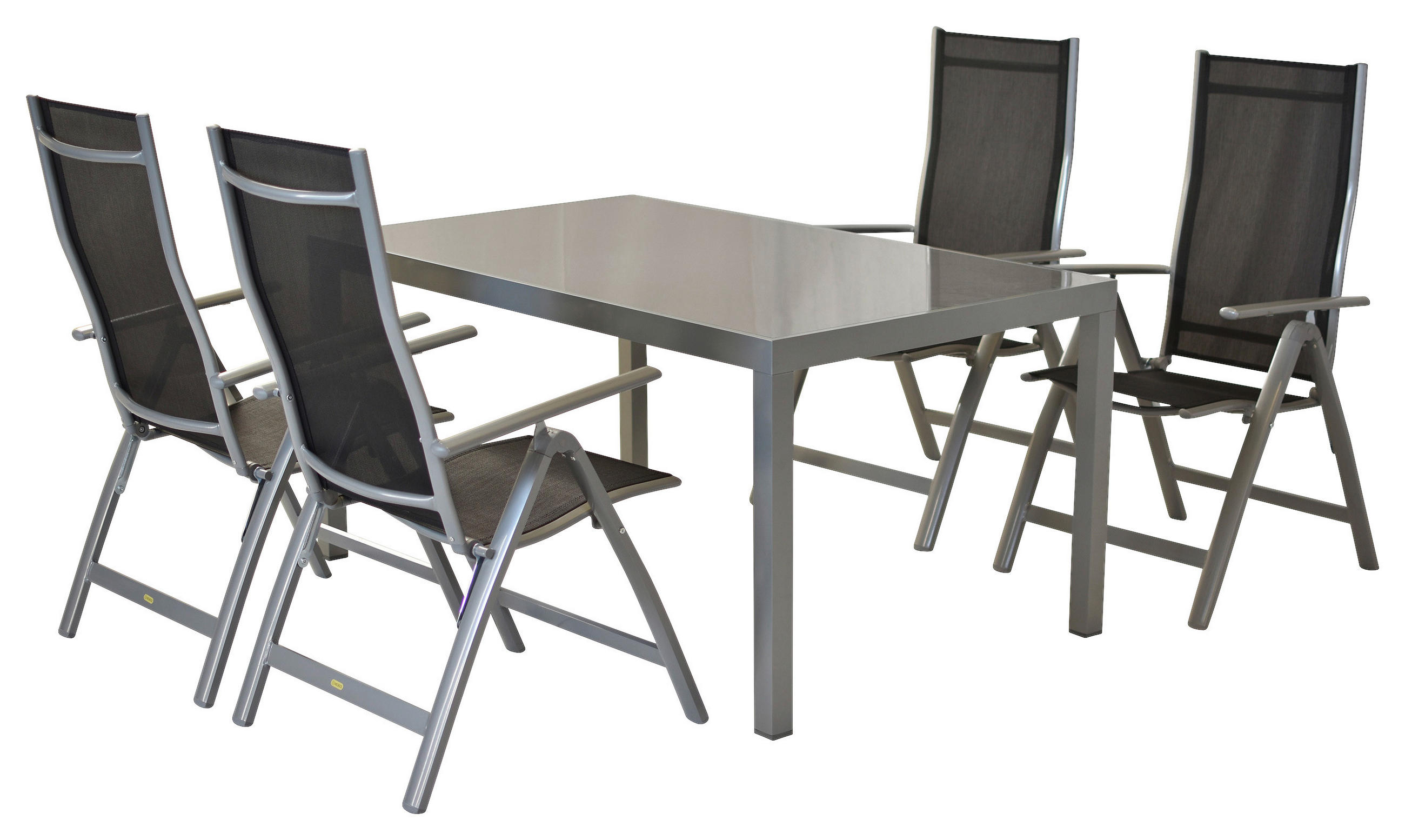 GARTENSET 5-teilig Aluminium 5-teilig  - Silberfarben/Schwarz, MODERN, Textil/Metall - Gardenson