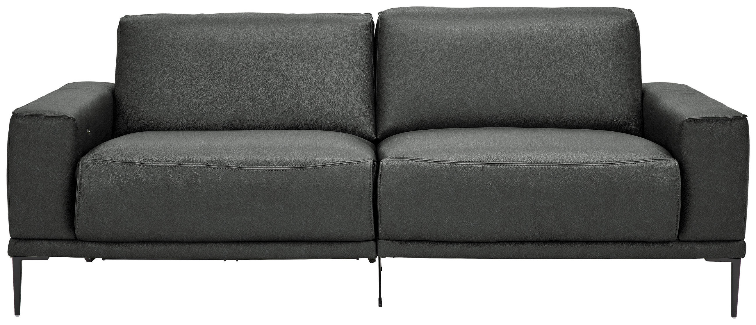 2,5-SITZER in Echtleder Anthrazit  - Anthrazit/Schwarz, Design, Leder/Metall (200/102/92cm) - Johann Jakob