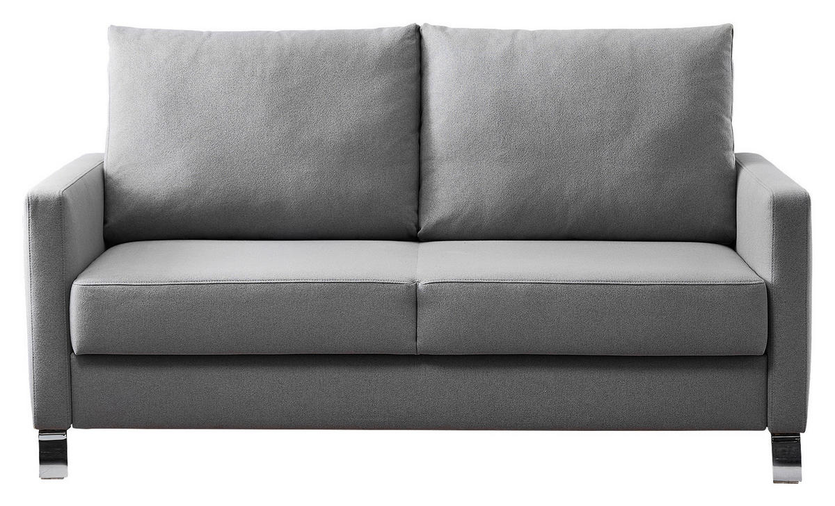 SCHLAFSOFA in Flachgewebe Hellgrau  - Chromfarben/Hellgrau, KONVENTIONELL, Textil/Metall (140/90/95cm) - Bali