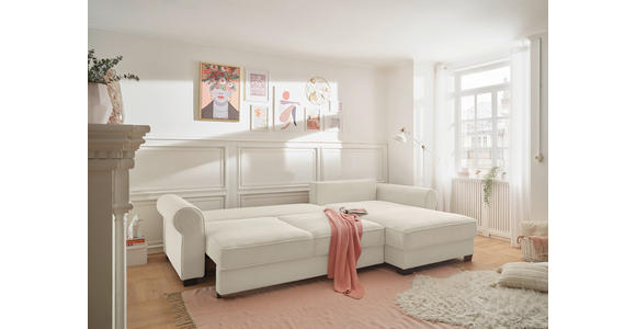 ECKSOFA Creme Cord  - Creme/Schwarz, KONVENTIONELL, Kunststoff/Textil (318/197cm) - Hom`in