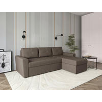 ECKSOFA TERMOLI in Jacquard Taupe  231/155 cm  - Taupe/Schwarz, Design, Kunststoff/Textil (231/155cm) - MID.YOU