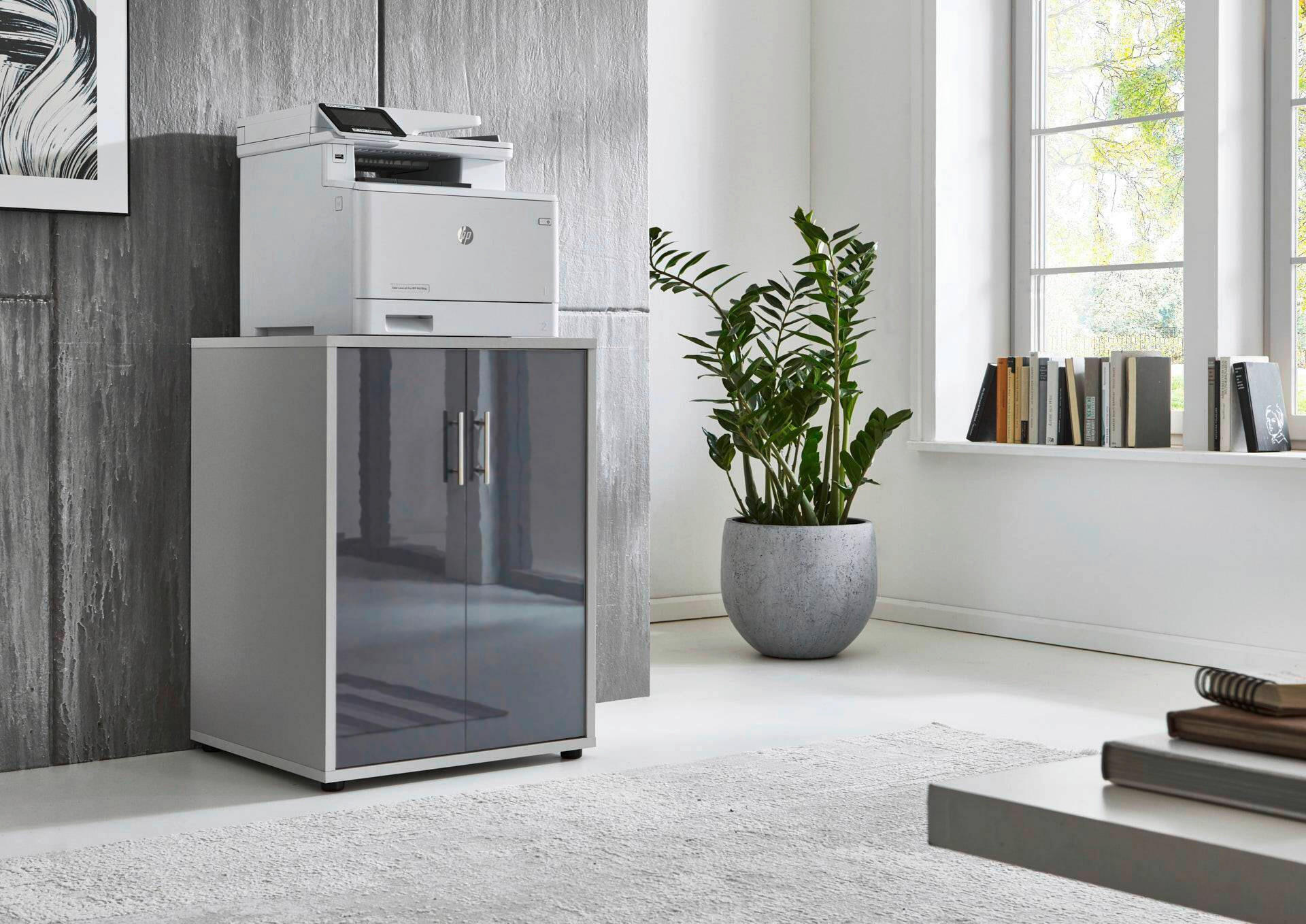 AKTENSCHRANK Grau, Anthrazit Hochglanz  - Anthrazit Hochglanz/Grau, MODERN, Holzwerkstoff (54/74/50cm) - MID.YOU