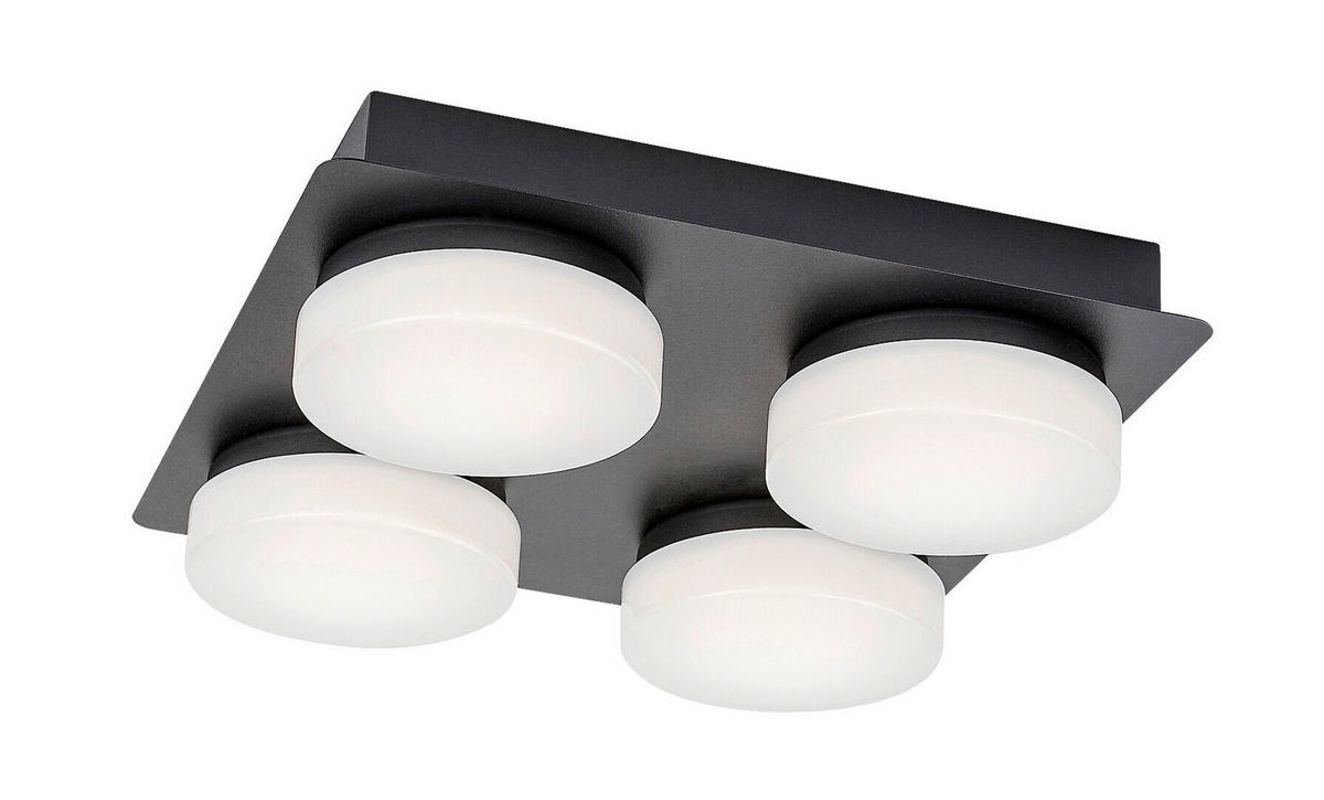 STROPNÉ SVIETIDLO DO KÚPEĽNE, 28/28/7 cm - čierna/biela, Basics, kov/plast (28/28/7cm)