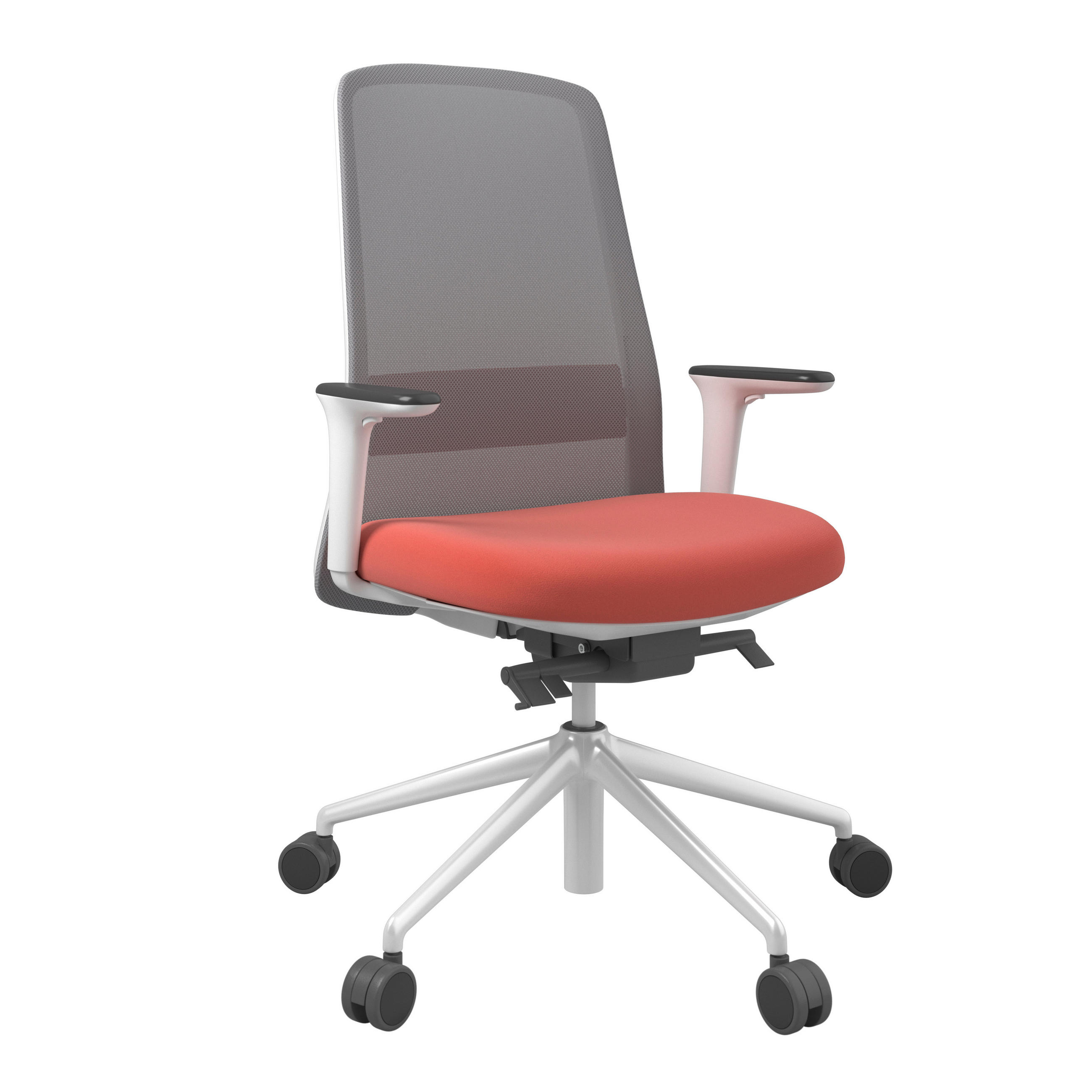 DREHSTUHL Grau, Orange, Weiß  - Orange/Weiß, MODERN, Kunststoff/Textil (70/103-115/70cm)