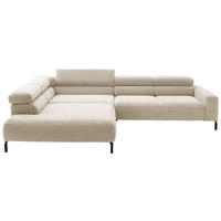 ECKSOFA inkl. Funktion in Cord Naturfarben  - Schwarz/Naturfarben, Modern, Textil/Metall (219/309cm) - Pure Home Lifestyle